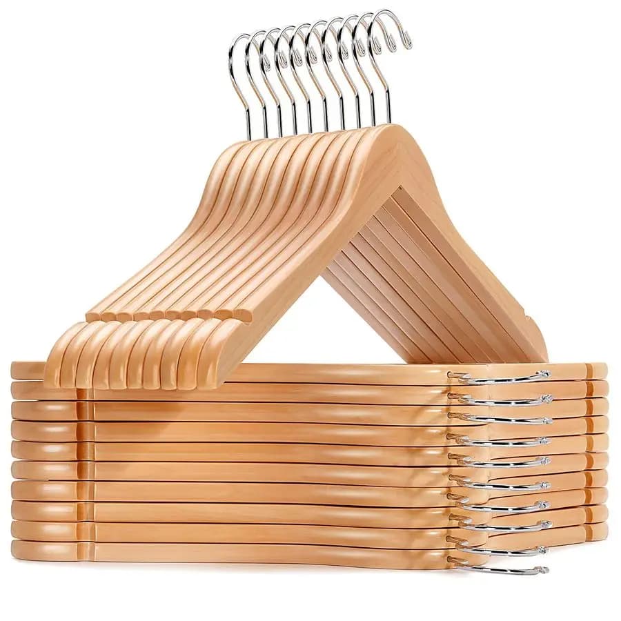 Pack of 20 Hangers in Natural Wood, Grucce Premium Senza Barra per Cappotti, Abiti di Sposa, 20 Pieces