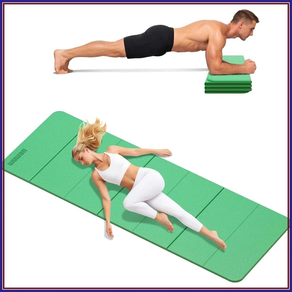 Tappetino Yoga Pieghevole Extra Spesso 0,4 Pollici, 75x26 Pollici, Tappetino Antiscivolo in TPE per Pilates e Allenamenti a Casa