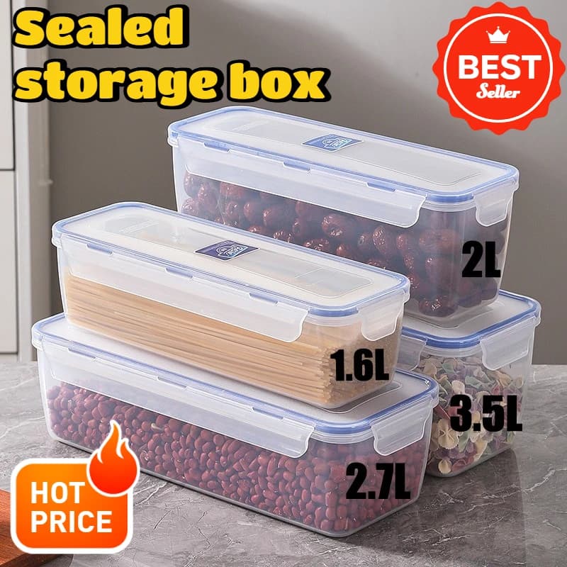 Contenitori per Alimenti, Scatola Ermetica Antiperdita per Riso e Cereali, Organizzatore da Cucina in Plastica Senza BPA con Coperchi per Casa e Viaggio