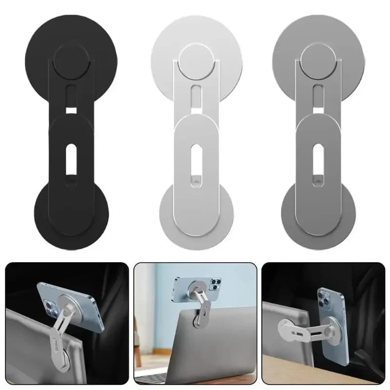 Invisible Magnetic Laptop Phone Holder Computer Monitor Side Cell Phone Slim& Foldable For IPhone16-12 Series Case And All Phone