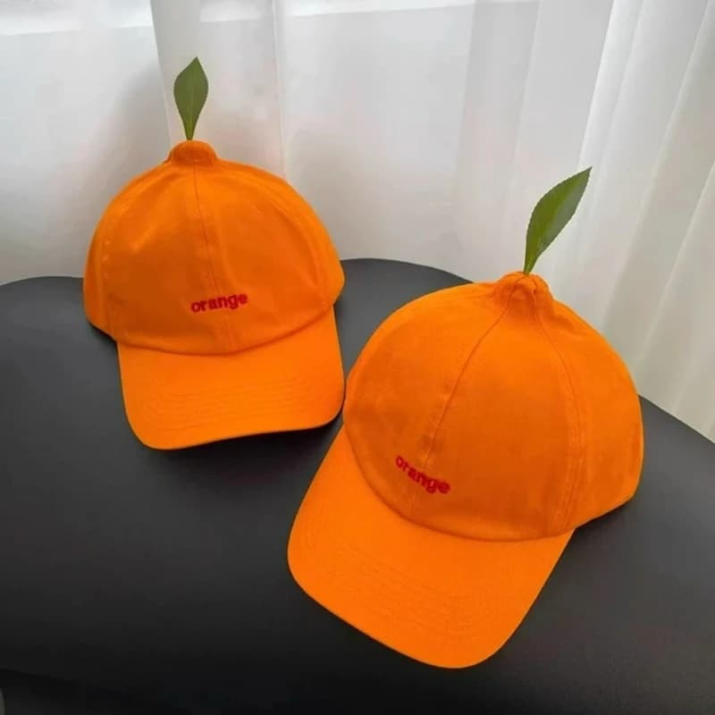 Cartoon Orange Unisex Cap Casual Plain Baseball Cap Adjustable Snapback Hats for Women Men Hip Hop Cap Street Take Photos
