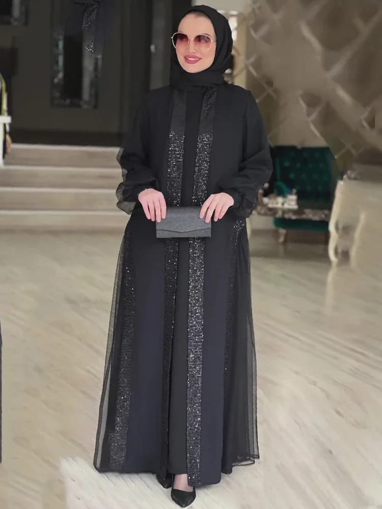 Moslem Fashion Dress Women Jalabiya Dresses Eid Ramadan Arab Long Dress Dubai Islam Morocco Caftano Abaya Cardigan Dresses 2024