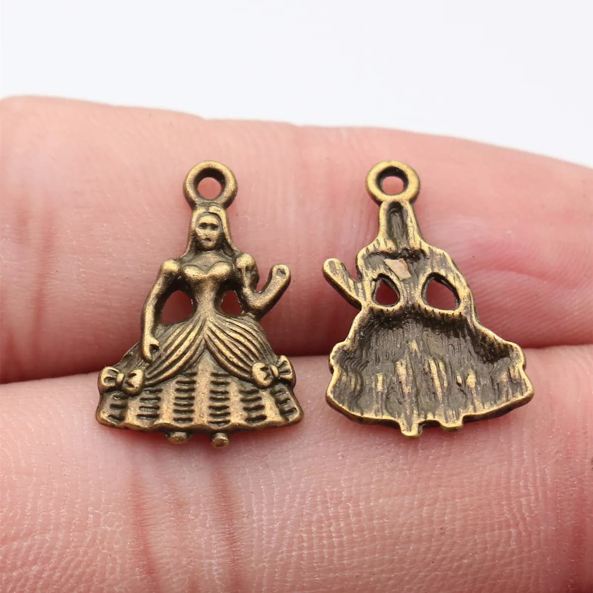 20pcs 21x14mm 2 Colors Antique Silver Color Antique Bronze Color Bow-Knot Dress Girl Charms DIY Jewelry Findings Wholesale