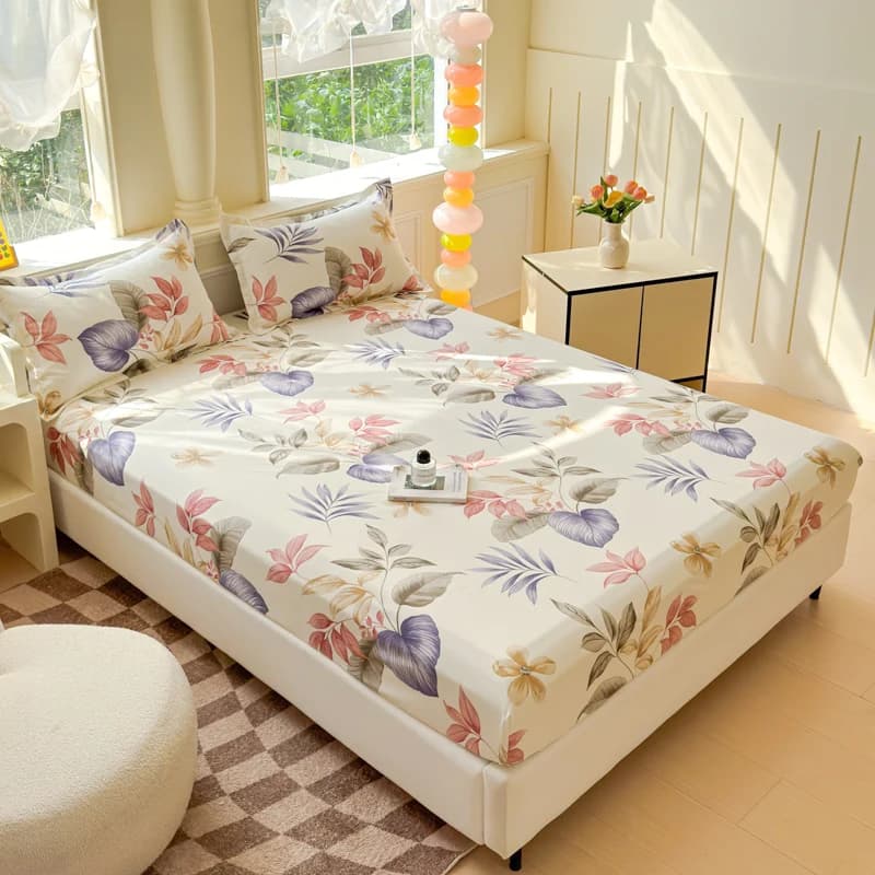 100% Lavated Elasticized Cover, Floral Style, Bed Linen for Home, with Anti-slip Elastics, Adjustable, for Children's Room