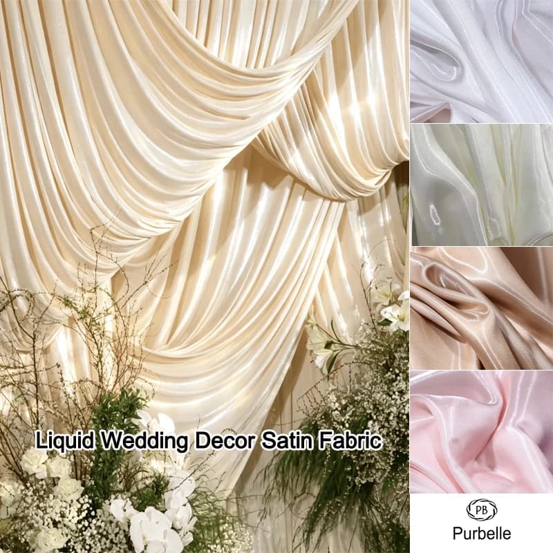 Wedding Party Curtain Backdrop Decor Metallic Liquid Satin Fabric Width 1.5M