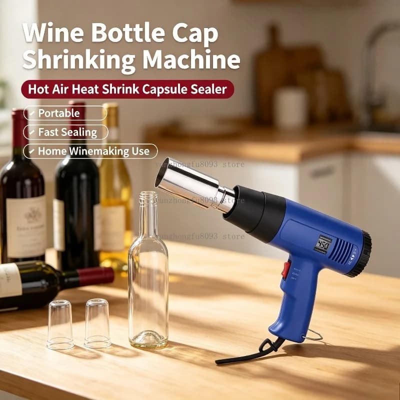 Cap shrinking machine Heat shrinkable cap shrinker Heat gun sealing machine Wine bottle cap shrinker