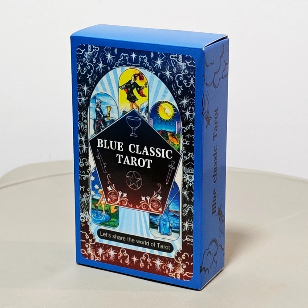 Mazzo di Tarocchi Classico Blu - 78 Carte con Immagini Tradizionali Waite 10,3*6cm con Dorso a Mandala Celeste, Design Unico con Bordo Stellato
