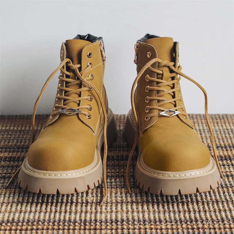 Stivali da Escursionismo Autunno/Inverno per Uomo, Stile Europeo e Americano, con Cerniera, Aumento di Altezza, Antiscivolo, Casual, per Coppie, Stivali da Moto