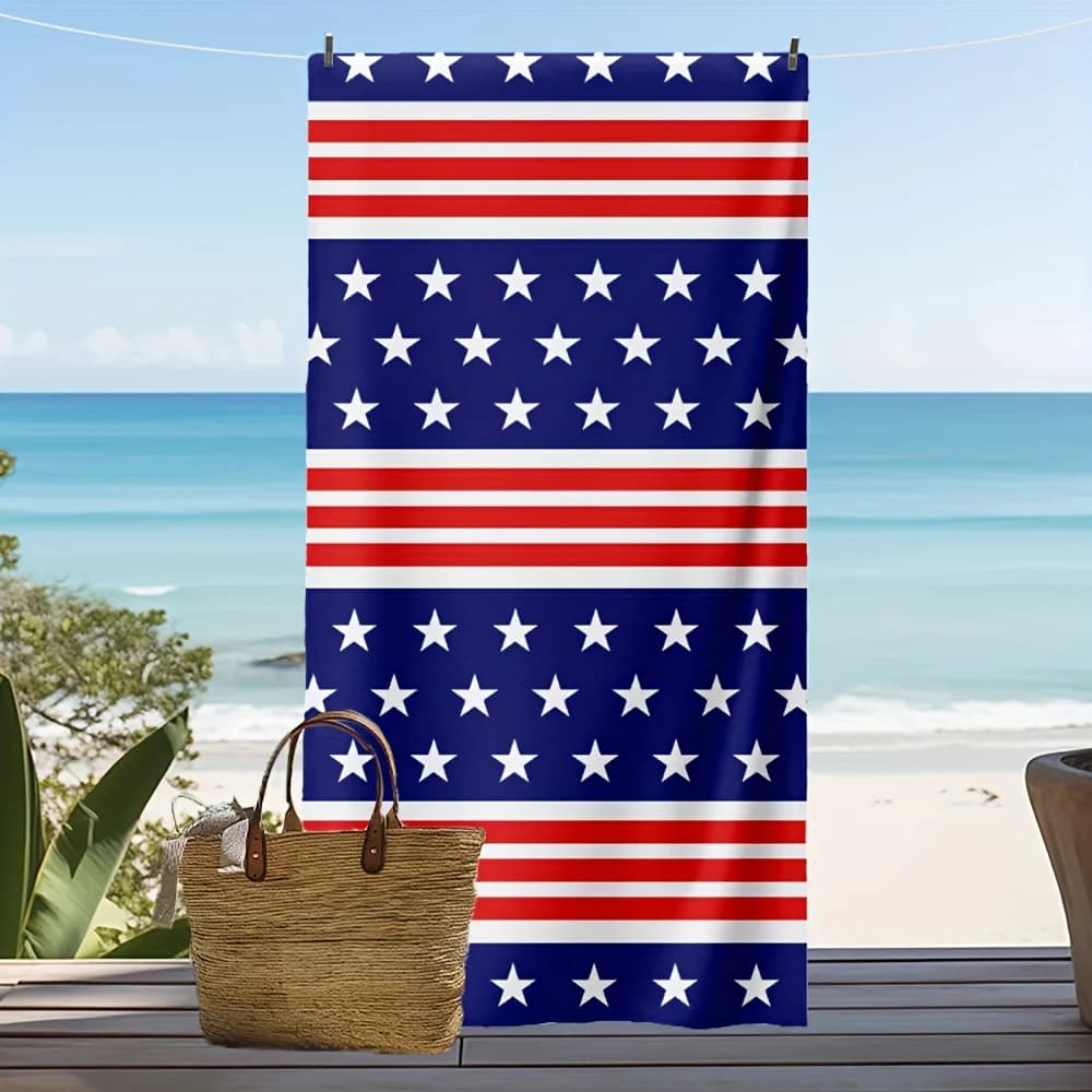 Asciugamano da Spiaggia con Bandiera USA, Stampa 2D, Asciugatura Rapida, per Spiaggia, Piscina, Viaggi, Campeggio, Morbido e Assorbente, Regalo Estivo