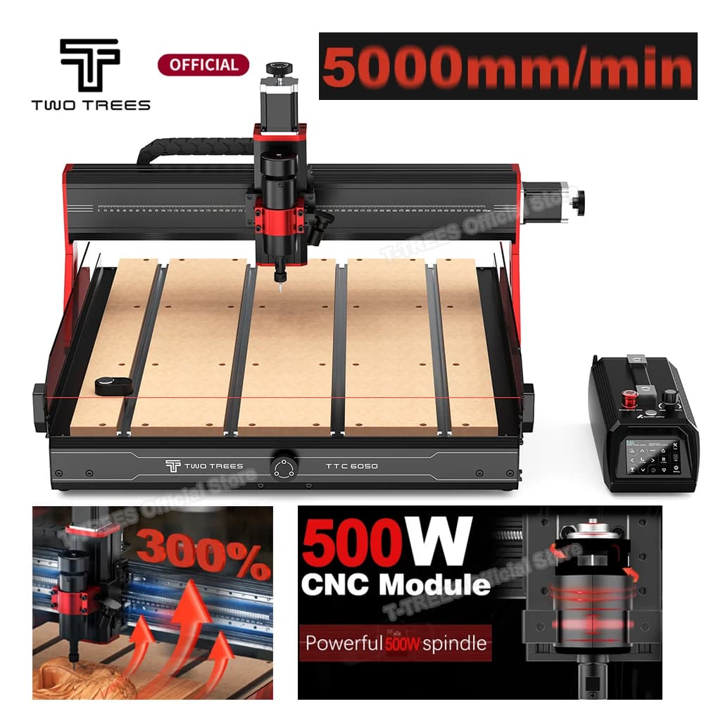 Twotrees TTC6050 CNC Milling Machine with 500W Motor, Laser Engraving Sensor on Wood, CNC Router for Fai-da- ♪