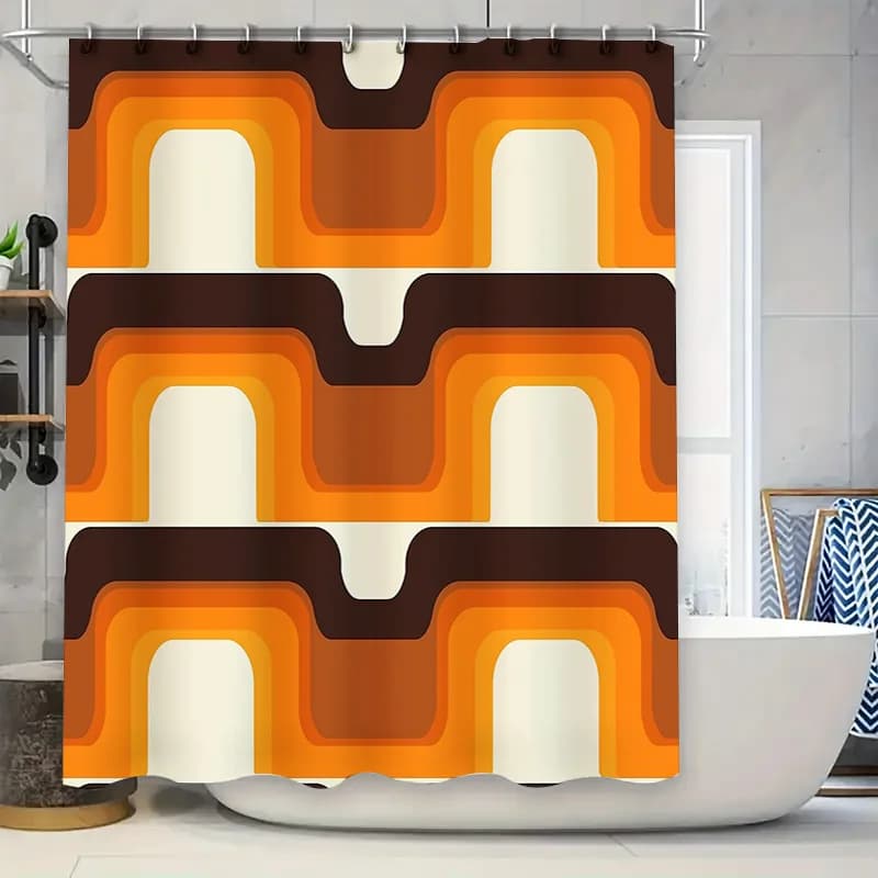 Tenda da doccia astratta geometrica Arte moderna Modello strutturato Decorazioni per il bagno Set di rivestimenti in tessuto impermeabile