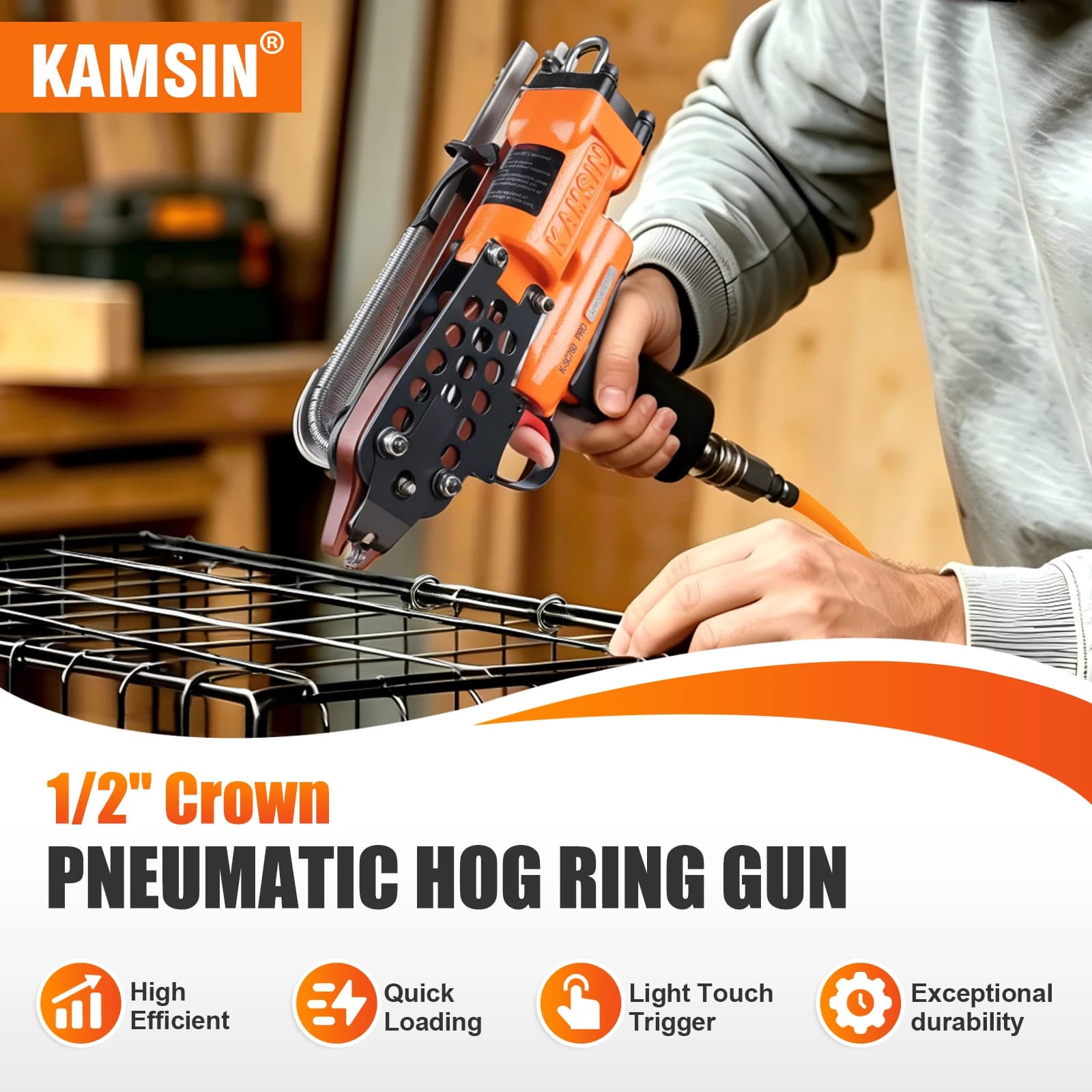 KAMSIN K-SC760 PRO/K-SC7C PRO/K-SC7E PRO 16-Gauge, 3.0-4.8mm Closure Diameter, for Cage, Fence, and Car Seat