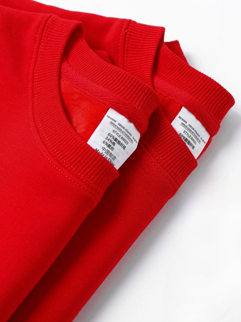 Maglione girocollo rosso grande taglie forti Camicia con fondo in cotone con utensili personalizzati in velluto tinta unita addensato a maniche lunghe