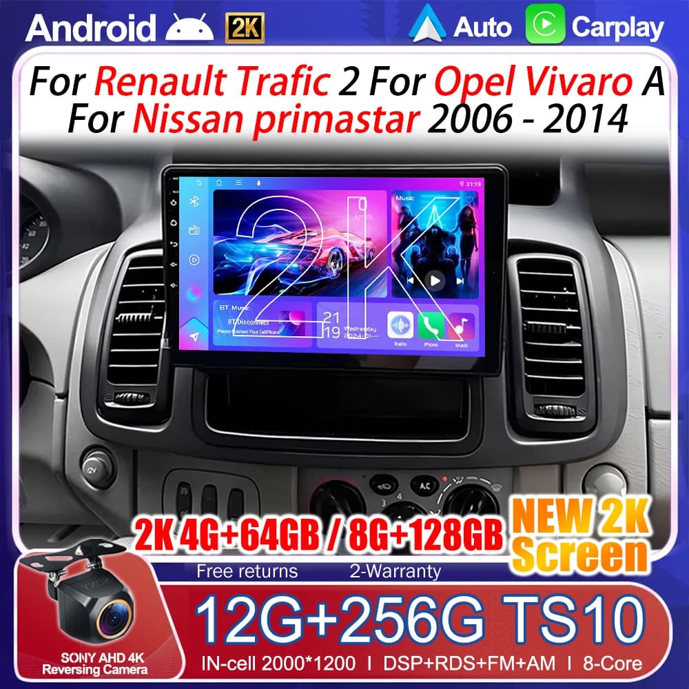 Android 15 Per Renault Trafic 2 Per Opel Vivaro A Per Nissan primastar 2006 - 2014 Autoradio Lettore Video Multimediale di Navigazione