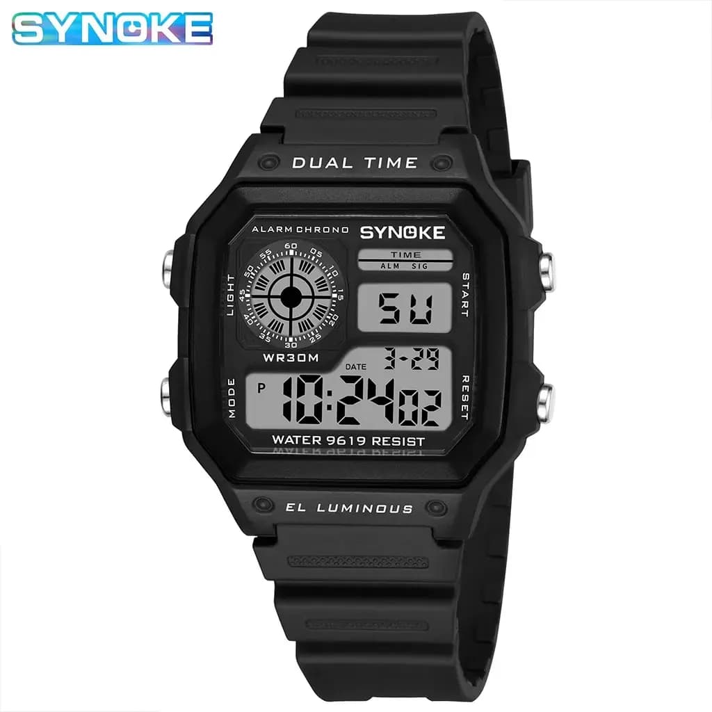 SYNOKE Orologi digitali da uomo sportivi luminosi multifunzione impermeabili cronografo da polso all'aperto e da corsa per studenti a sette luci