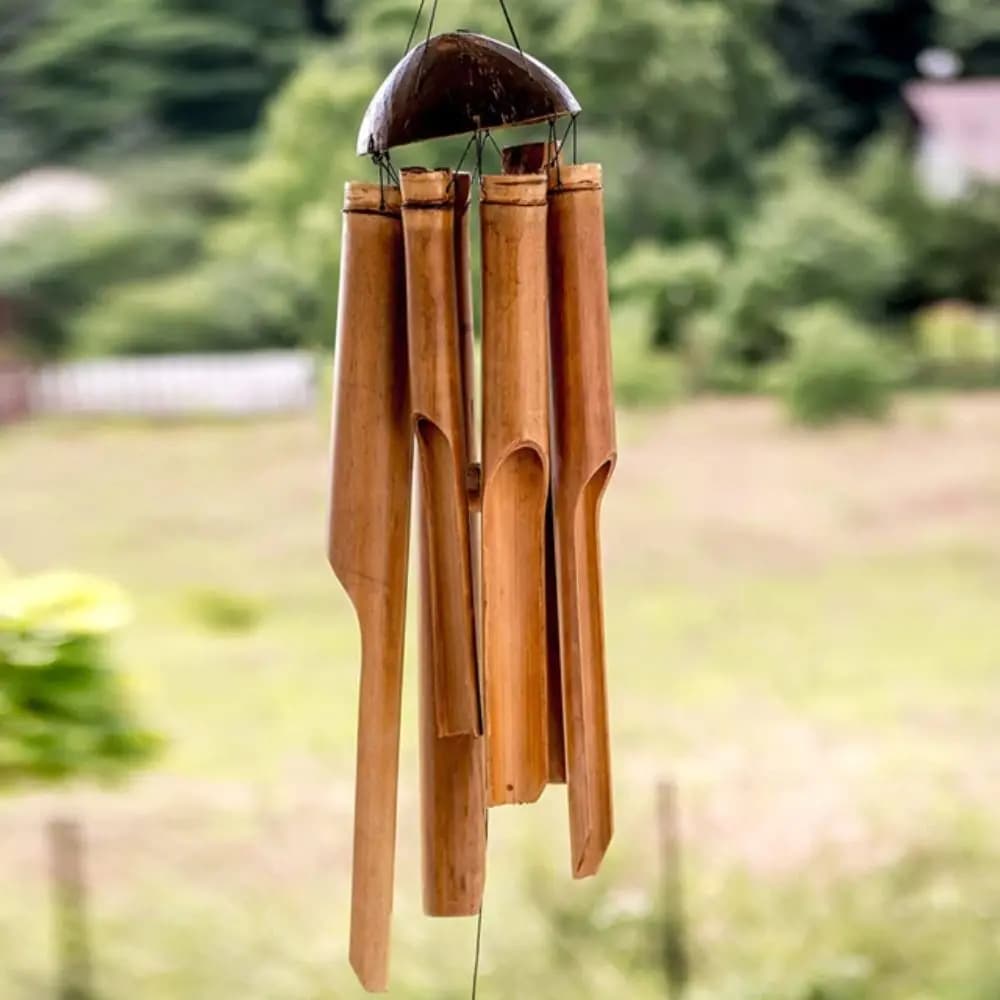 Bamboo Weather Resistance Wall Hanging Coconut Head Outdoor Decoration Wind Chime Handcrafted Gift Bell Tube Door Pendant