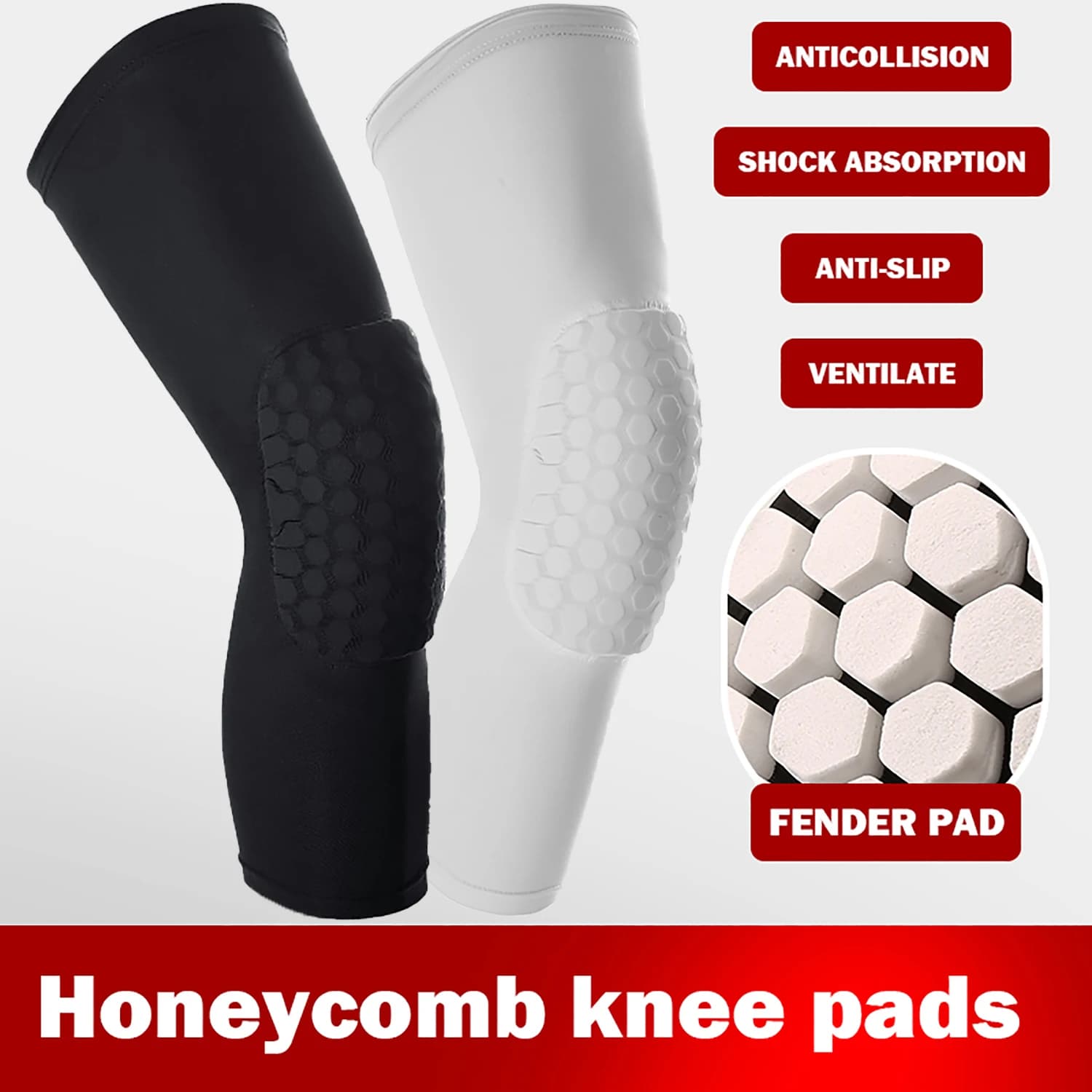 Ginocchiere da 2 pezzi per articolazioni Manica da basket Ginocchiera elastica Equipaggiamento protettivo Supporto in schiuma rotulea Supporto per pallavolo