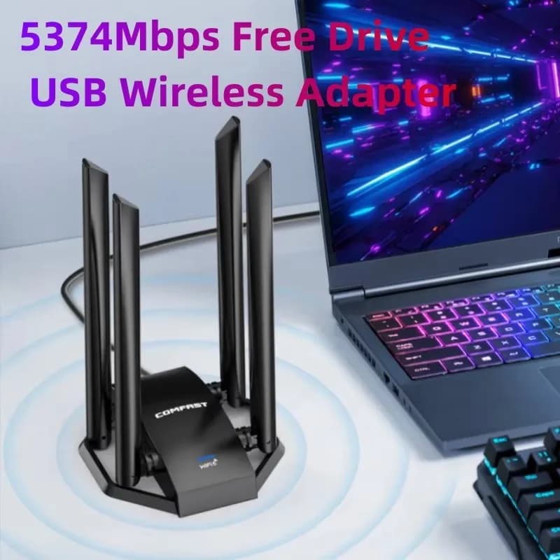COMFAST 3000/5374Mbps USB Wifi Adapter 2.4G/5G/6GHz Gigabit Gaming WiFi 6 Network Card Wifi Dongle 4 Antenna For Win10/11