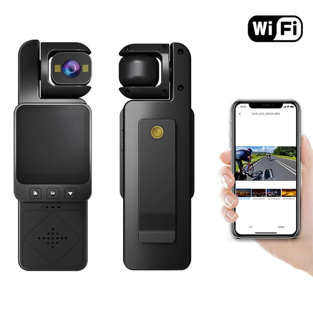 DV02 1080P Wearable Body Worn Cam WiFi Outdoor Camcorder with Audio and Video Recording Action Camera for Work Records Guard