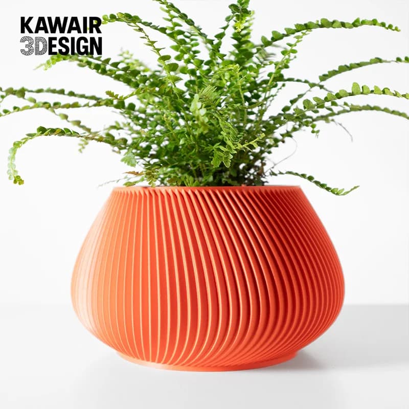 3D Printed Biodegradable Line-Detailed Plant Pot - Eco-Friendly macetas decorativas for Home & Sustainable Giftpot de fleur