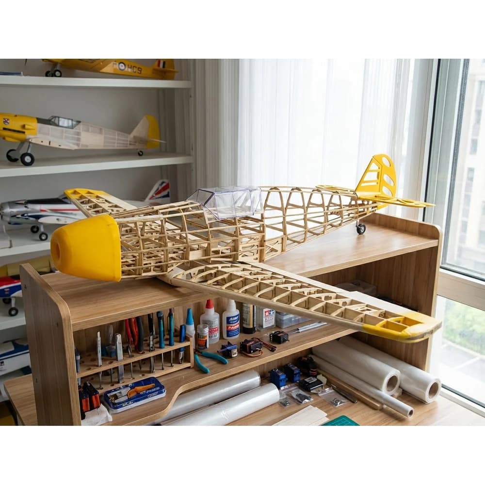 BF109 1020mm Laser Cut Balsa Wood Airframe Kit - DIY Flying Model Aircraft for Hobbyists