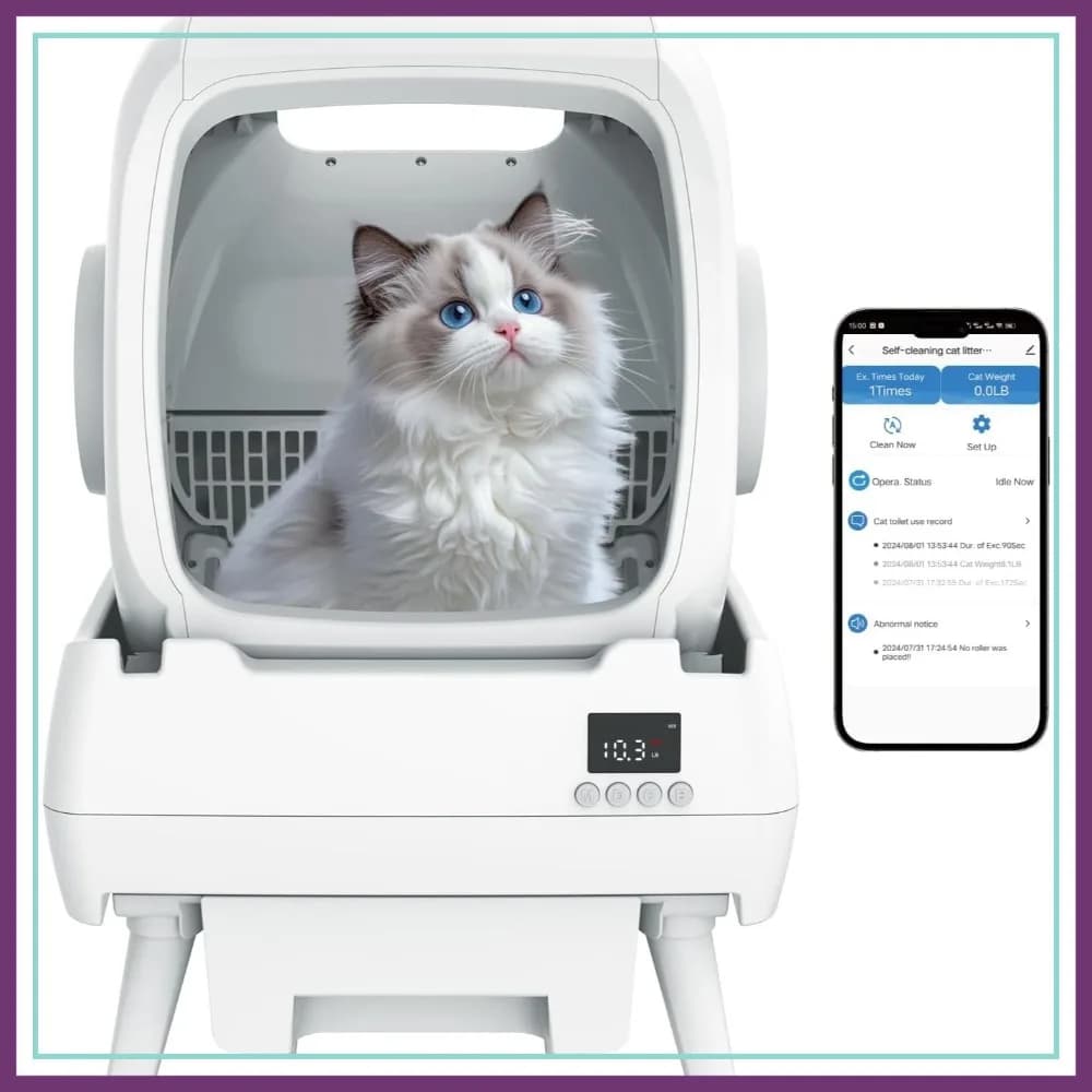 Lettiera Intelligente Autopulente per Gatti, Controllo tramite App, Anti-Pizzicamento, Silenziosa, per Tutte le Taglie di Gatti, Facile da Montare