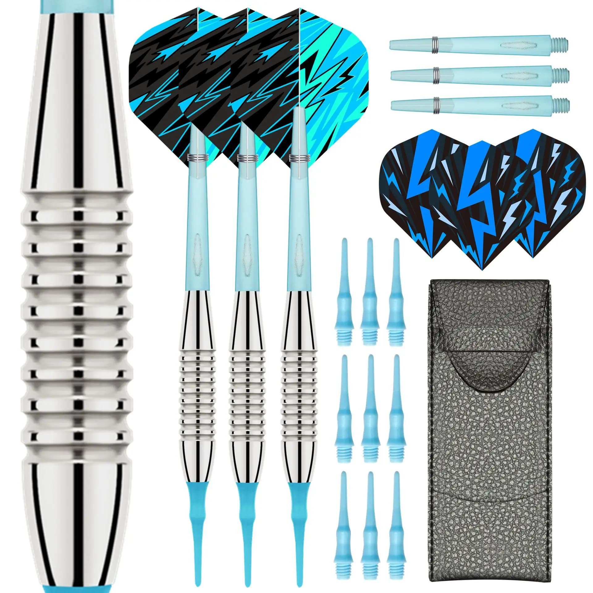3pcs/set Soft Plastic Tip Iron Barrels Plastic Shafts & PET Flight Safe Set with Bag, 18g Soft Safe Soft