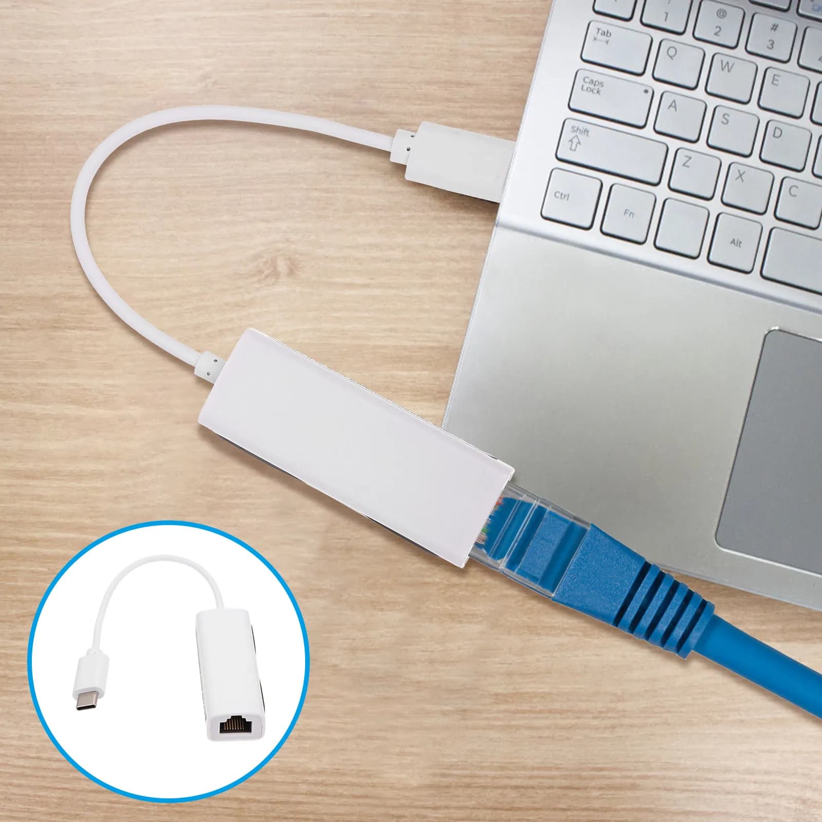 1Pcs USB-C Ethernet Adapter Cable Converter Compatible for Laptop Business Travel USB Network Adapter