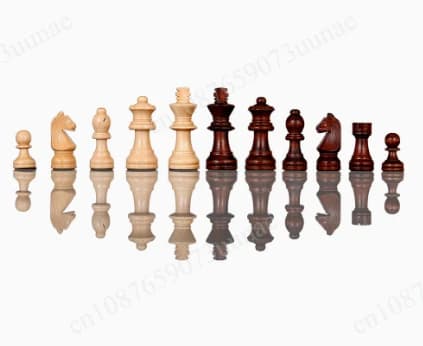 Non-magnetic 2-in-1 wooden chess checkers set, equipped with two rear, professional board game toys