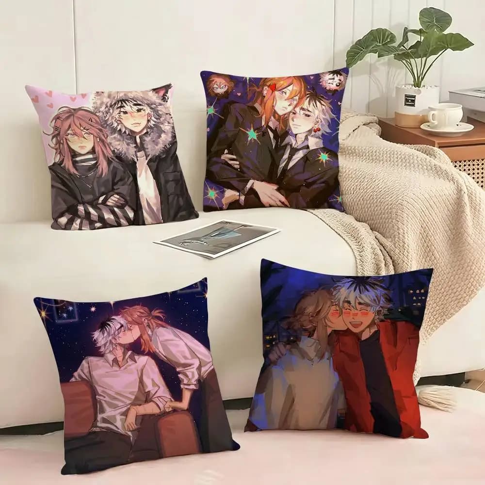 Anime Cherry Crush Cherie Pillow Case Square Double-Sided Sofa Cushion Cover Bedroom Bedside Pillow Gift