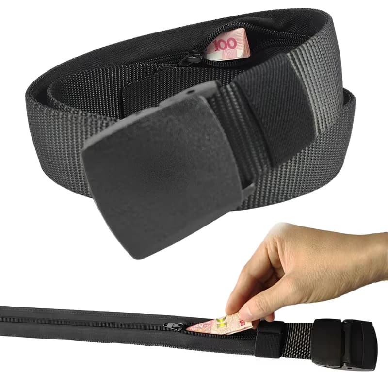 Marsupio da viaggio antifurto per contanti Marsupio da donna portatile con cinturino per soldi nascosto Portafoglio Marsupio da uomo Cintura nascosta segreta