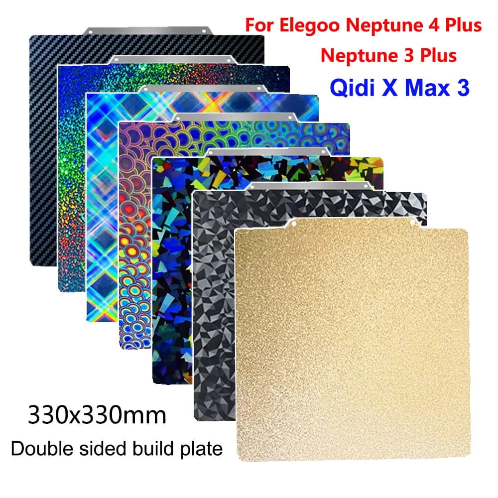 Piastra di stampa magnetica Elegoo Neptune 4/3 Plus, lamiera in acciaio a molla bifacciale per stampante 3D Qidi X-Max 3, piano riscaldato magnetico