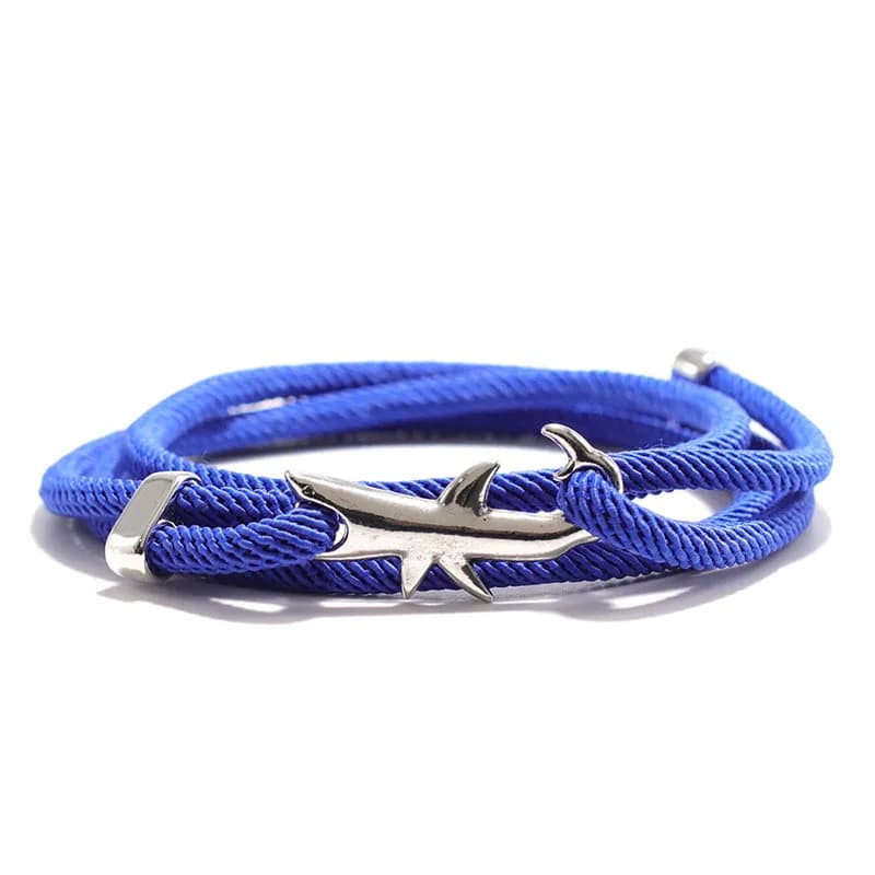Bracciale con filo animale squalo marino Bracciale unisex multistrato impilabile con corda Milano regolabile Bracciale da spiaggia all'aperto Surf Coppia Joias