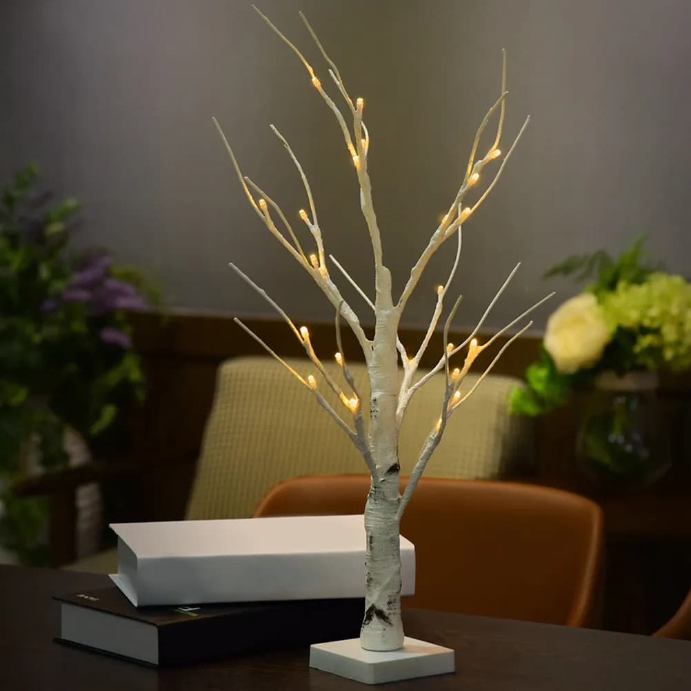 Lampada LED a Forma di Albero di Betulla Simulato, Luce da Tavolo in Materiale PC Premium per Camera da Letto, Scrivania, Comodino, Decorazione Elegante, Luce Notturna per Casa