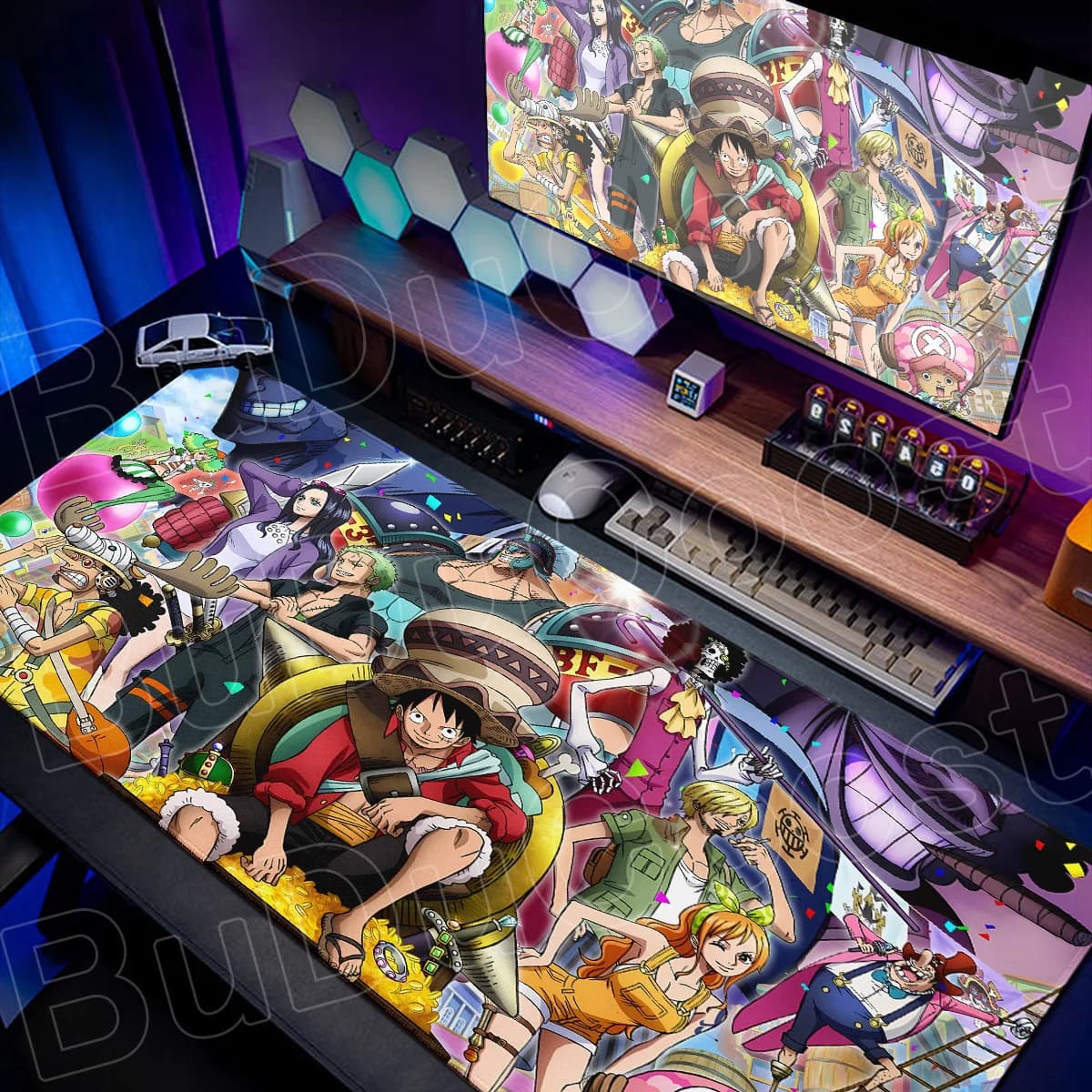 Tappetino per Mouse con Stampa HD Anime, Base Antiscivolo per Laptop e Ufficio, One Piece Pirati di Cappello di Paglia, Accessori per Gaming, Lavabile