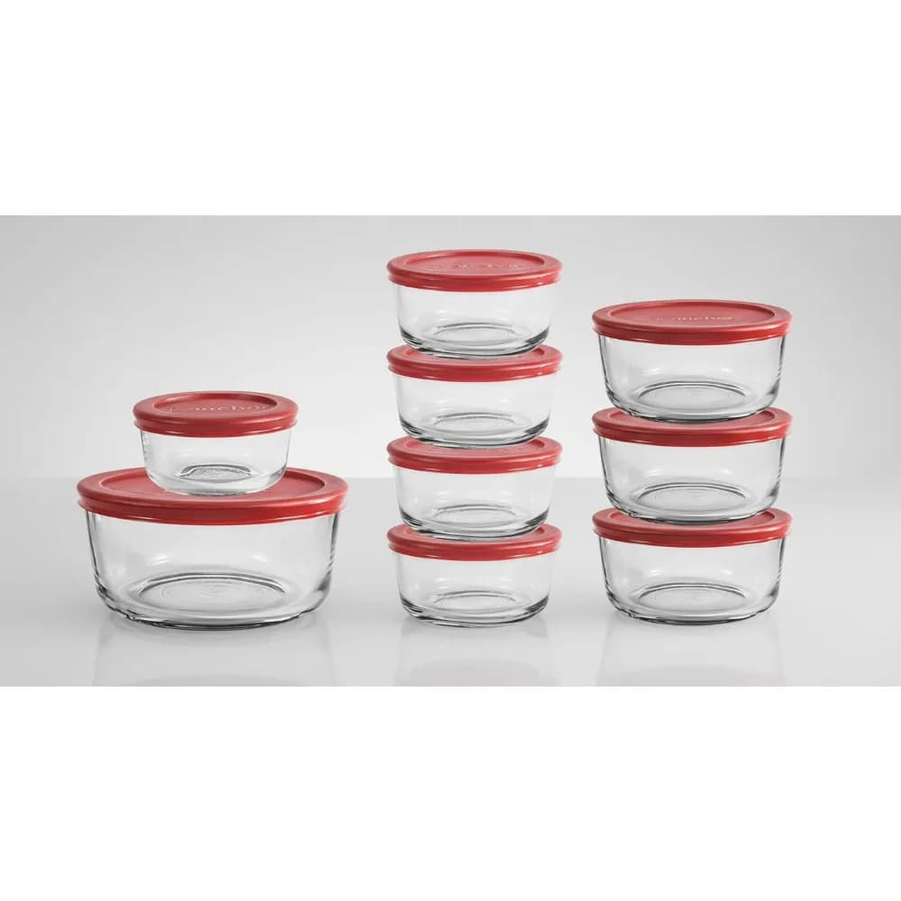 Set di contenitori per alimenti in vetro da 18 pezzi con coperchi - Cassaforte per microonde e forno - Elementi essenziali per la preparazione dei pasti