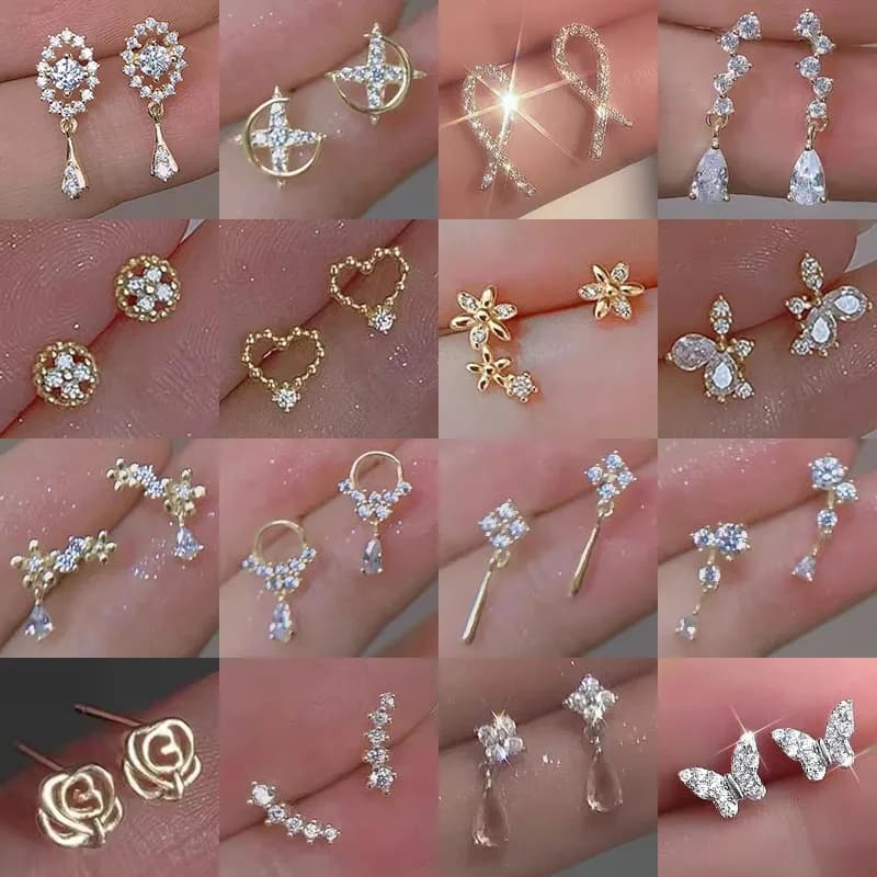 Orecchini in Argento 925 con Zirconi, Ipoallergenici, alla Moda, con Pendente a Nappa, Regalo di Gioielleria per Donne