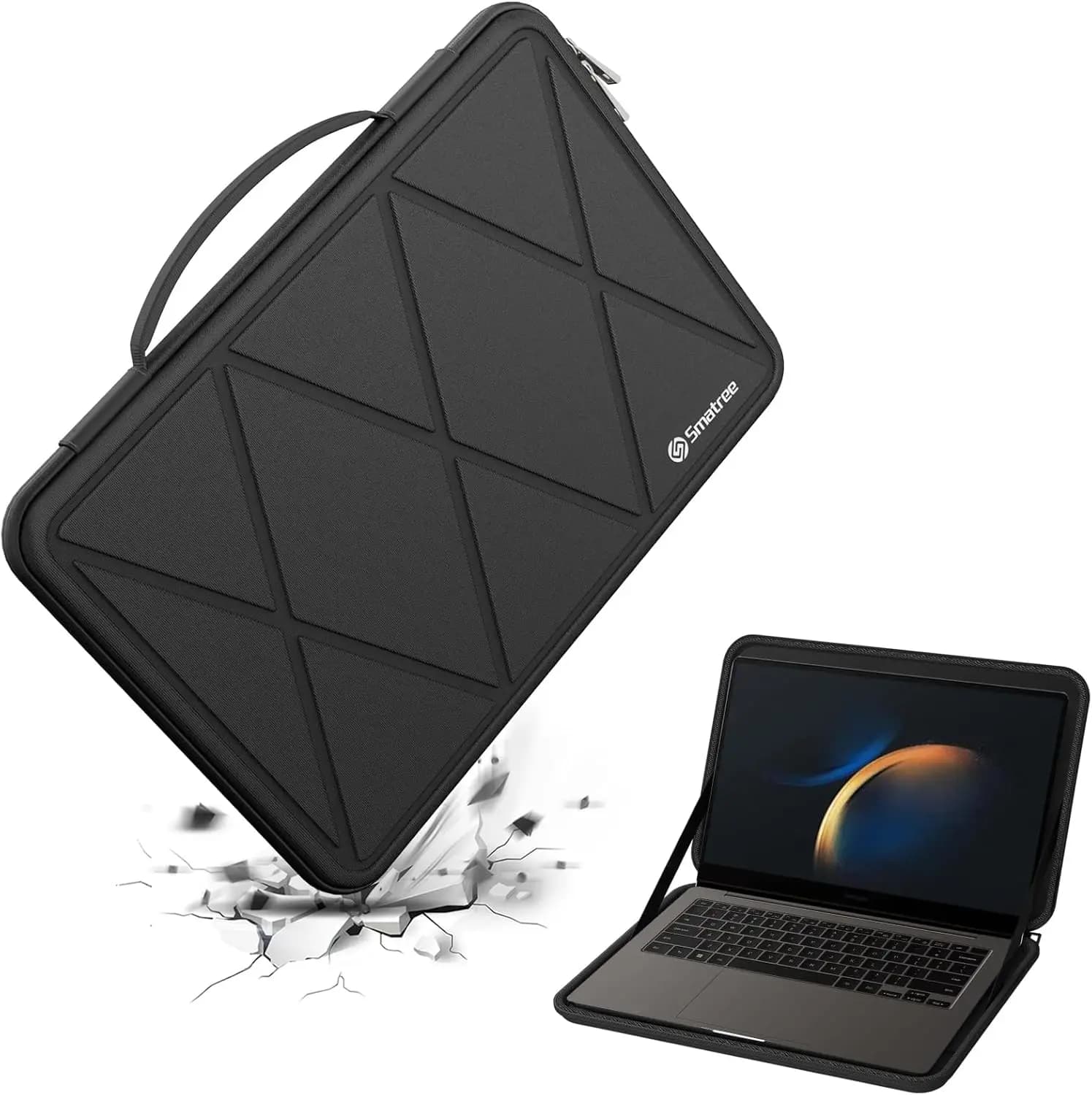 Custodia Protettiva Rigida in EVA per Laptop da 16 Pollici, Antiurto e Resistente all'Acqua, Design a Motivo Diamantato