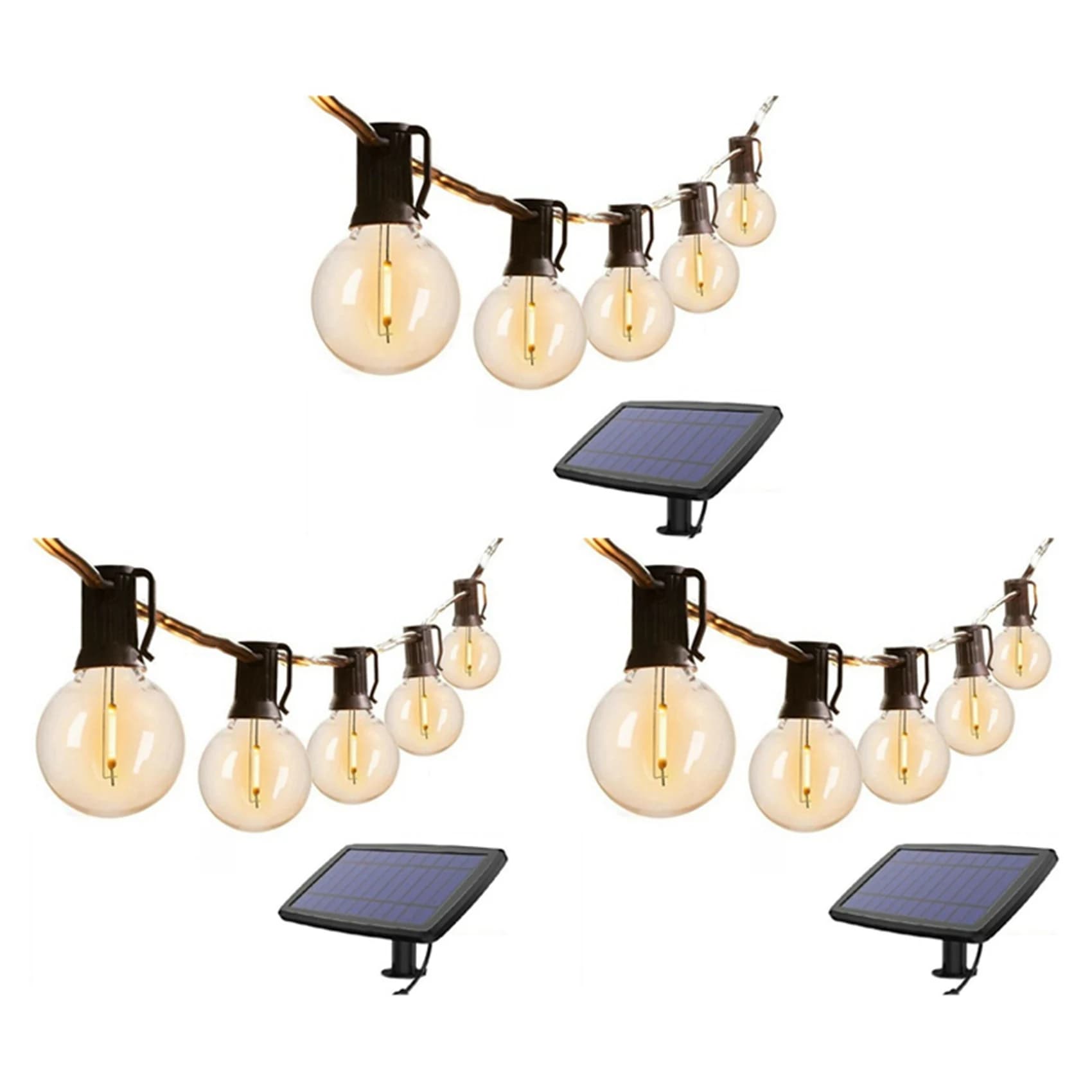 Luci LED Solari PZHI-3X G40, Catena Luminosa da Esterno 18Ft, Decorazione per Patio e Giardino, 1.5W 10 Lampadine