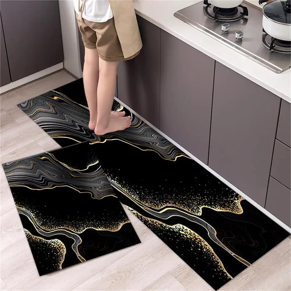 Tappetino da cucina in poliestere impermeabile antiolio antiscivolo morbido stampato tappetino da bagno pavimento camera da letto soggiorno tappeto zerbino da cucina
