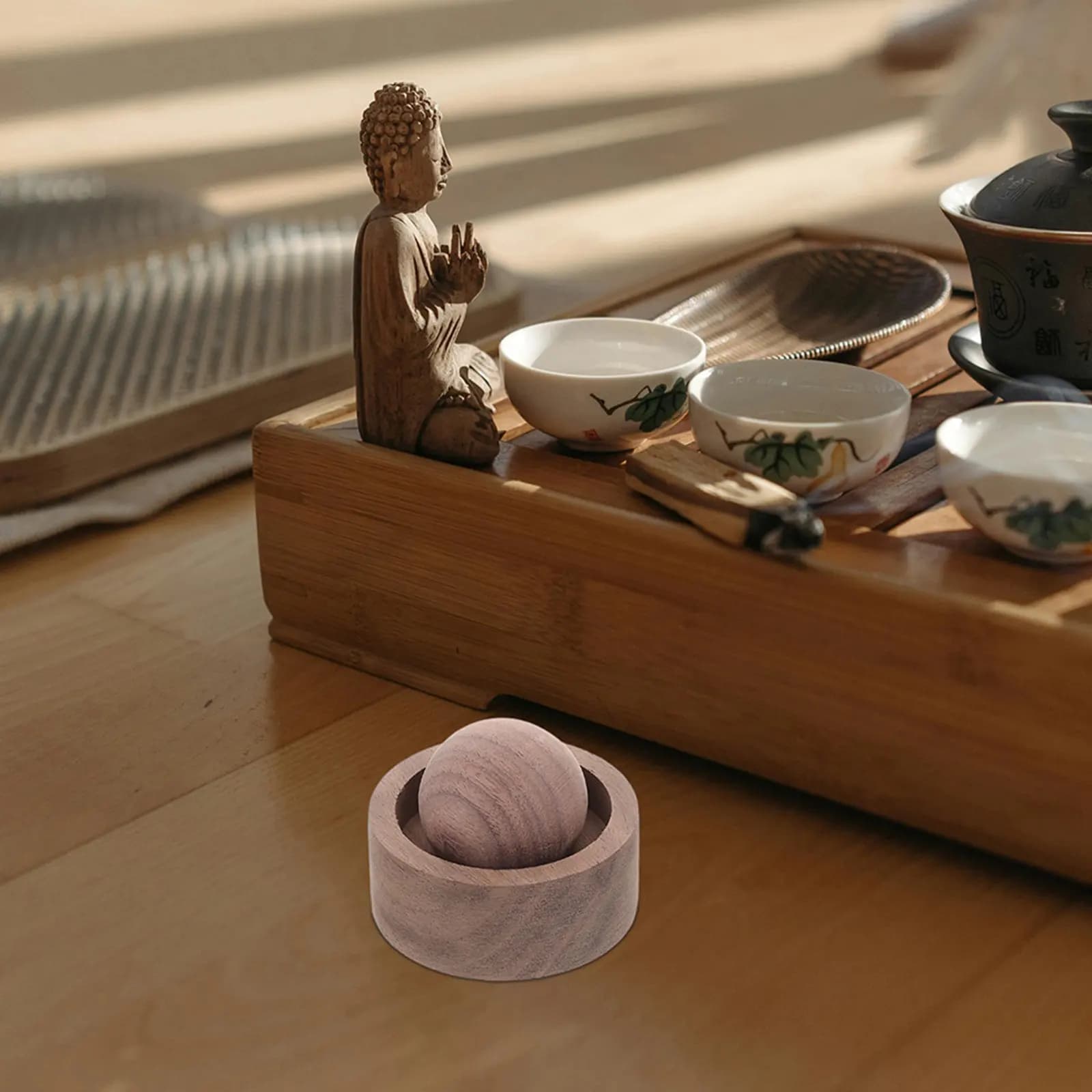 Set di 4 Diffusori di Oli Essenziali in Legno di Noce, Diffusore Aromaterapico con Venature Naturali del Legno per Auto, Scrivania, Ufficio, Interni, Viaggi, Sauna
