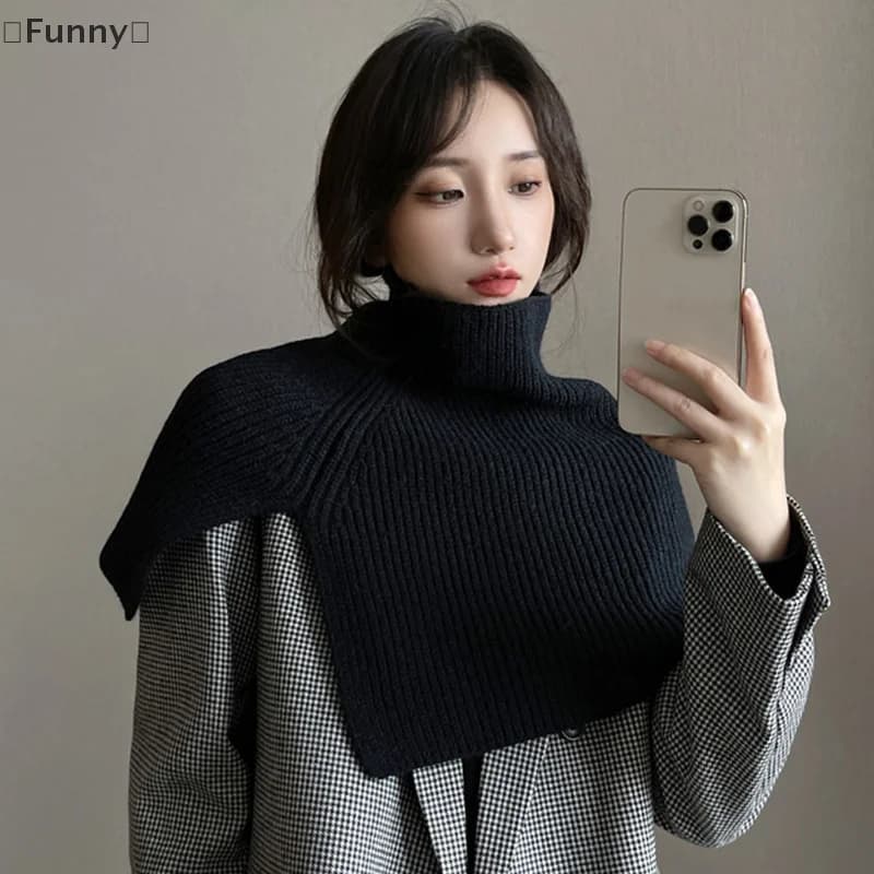 1Pc Korean Version The Knitted Open/cross Large Shawl Women's Autumn And Winter Solid Color Knitted Scarf Soft Collar Wrap Shawl