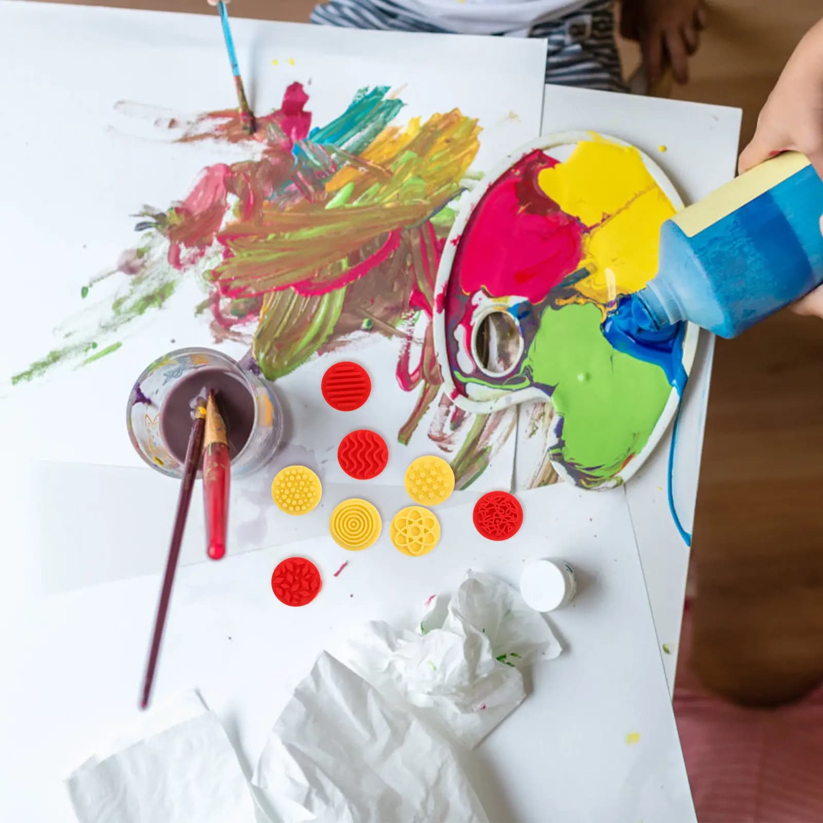 Set di 8 Timbri in Gomma Creativi per Bambini, Strumenti per Pittura e Disegno, Timbri Manuali per Educazione Precoce, Set di Sigilli per Disegno e Graffiti