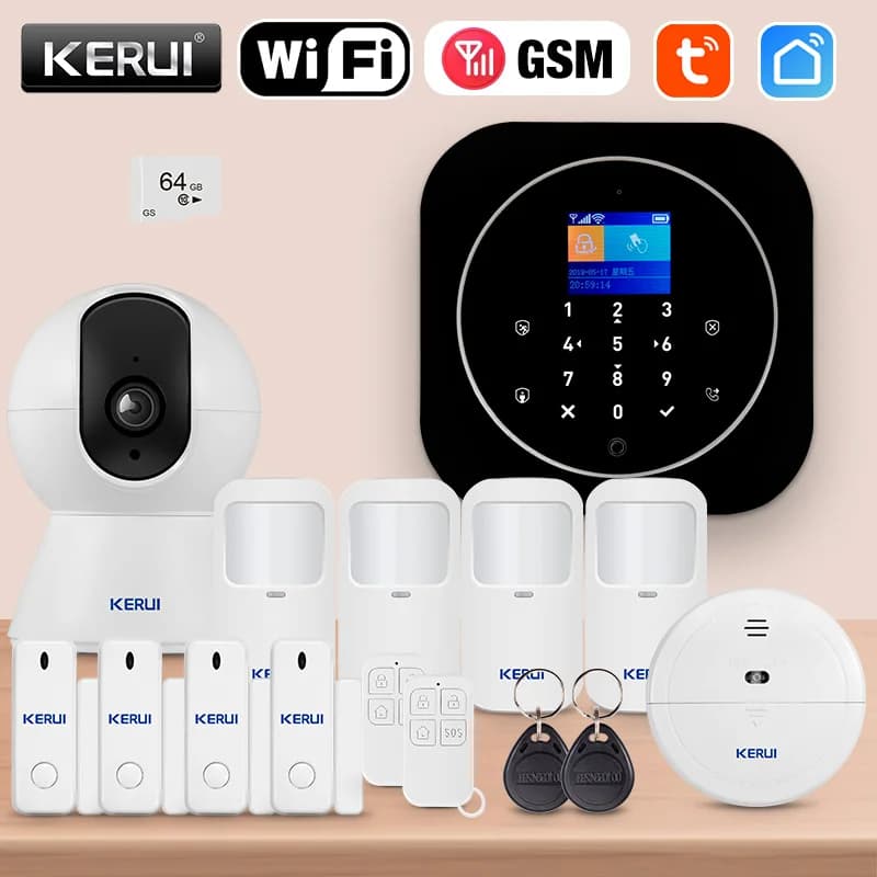 KERUI Sistema di allarme di sicurezza domestica compatibile con Alexa, sistema di allarme GSM con allarme app telefonico, sirena, sensore PIR Tuya Smart G12