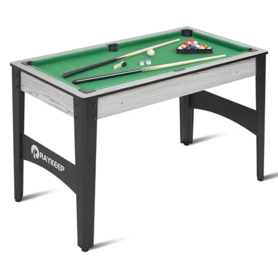 Tavolo da biliardo con palline, stecche, gesso, spazzola e triangolo, tavolo da gioco compatto per interni, per soggiorno e sala giochi