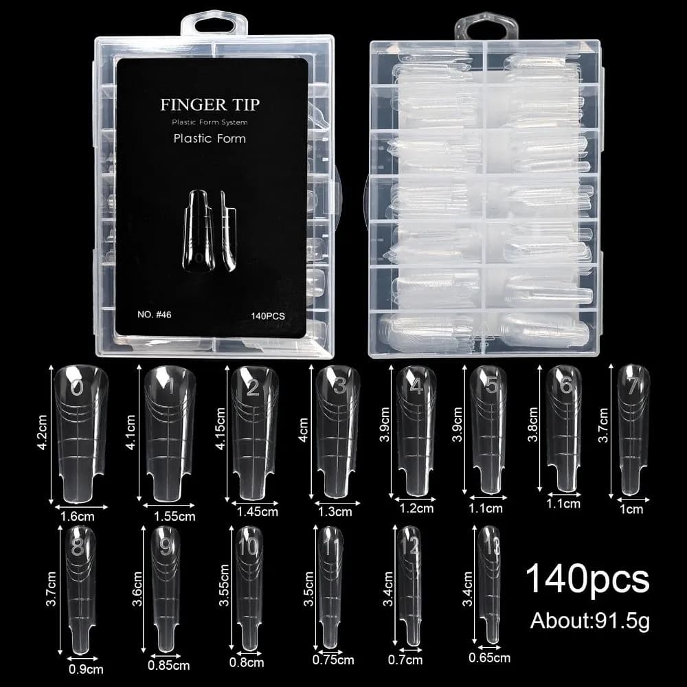 70/140/150Pcs 70/140/150Pcs Gel Dual Nail Forms Transparent 14 Size Nail Molds Reusable Poly Extension Top Nail Forms