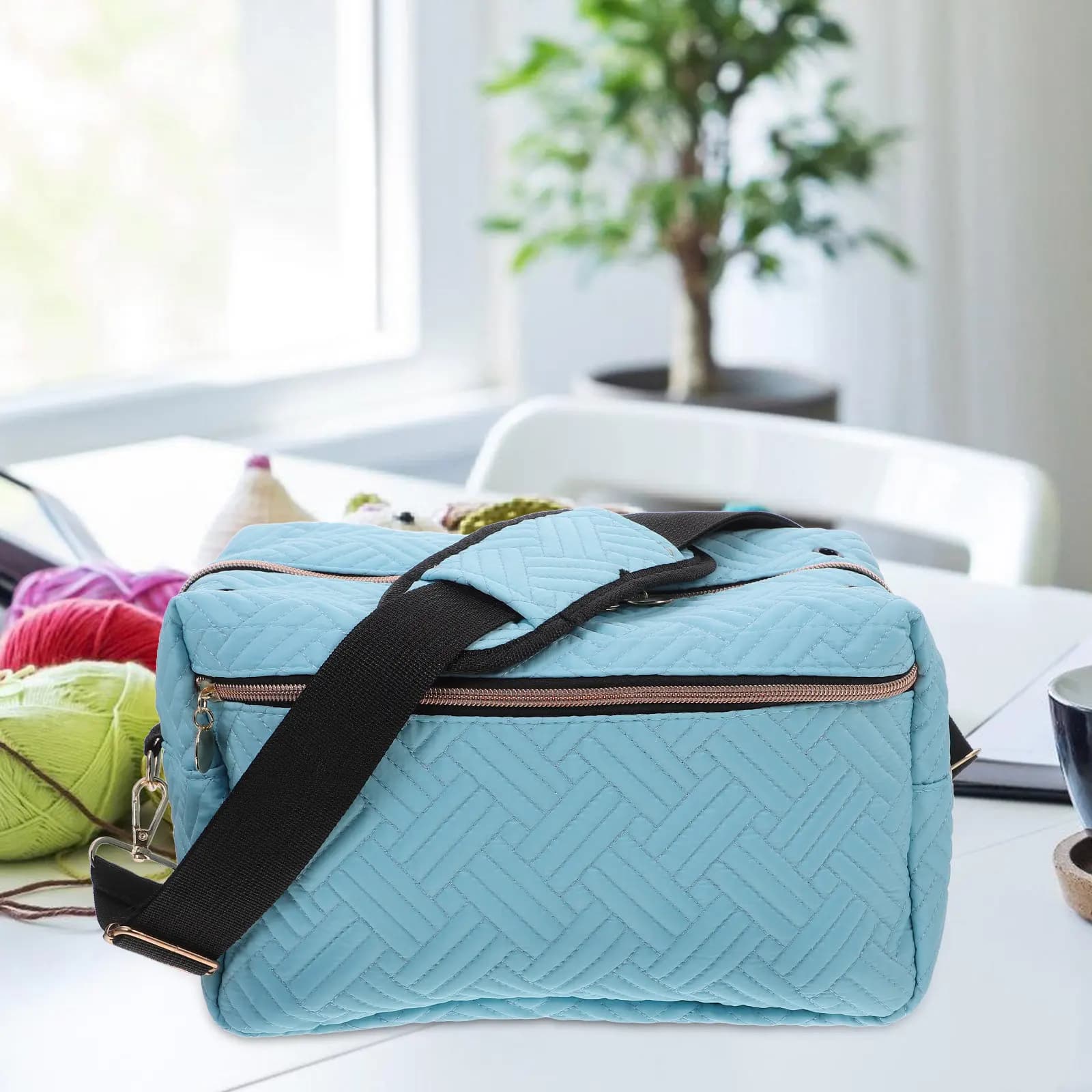 Large Knitting Bag Yarn Storage Organizer Portable Crochet Holder Carrying Case for Sewing Supplies Knitting Needles