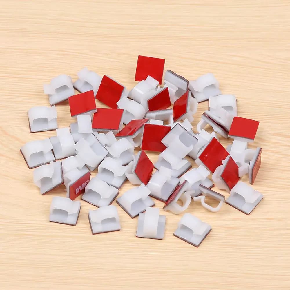 50 Pezzi Organizzatori in Plastica per Cavi, Clip Autoadesive, Morsetti per Cavi, Supporti per Gestione Fili