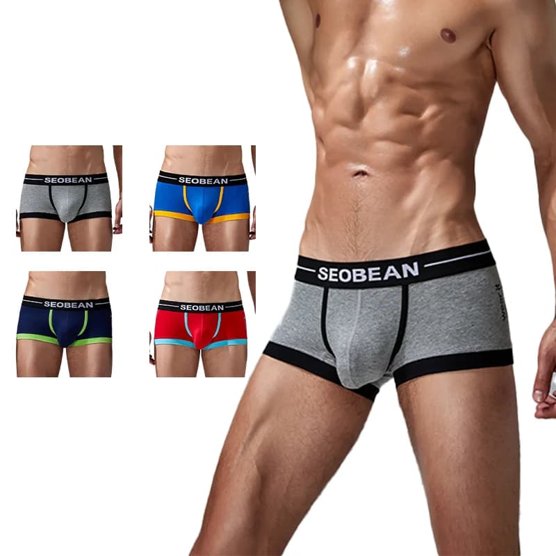 Boxer da Uomo Traspiranti, Intimo per Adulti in Diversi Colori, Design a Contrasto, Tasca a U Convessa, Boxer Sportivi alla Moda per Giovani