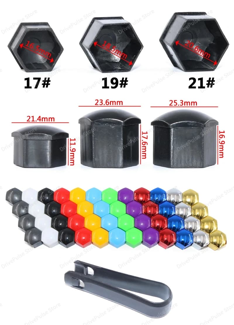 20 universal wheel nuts covers 17/19/21 mm - Ust-proof wheel bolt caps for cars, SUV, truck | Protection and exterior decoration